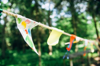 yeşil ormanda doğum günü bayrağı