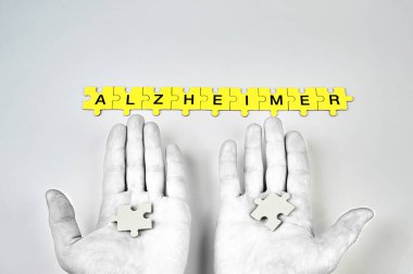 Alzheimer hastalığı, kavramı, Alzheimer kelimesi siyah harfli sarı bulmacalardan oluşur.