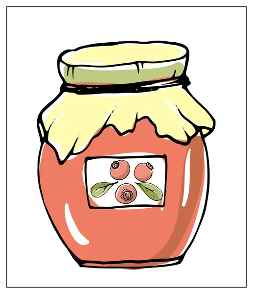 Vector illustratie met pot jam op een witte achtergrond. — Stockvector