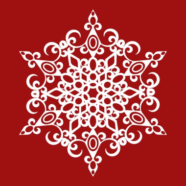 Kar Tanesi vektör simgesi. Kırmızı arkaplan üzerindeki izole nesne.