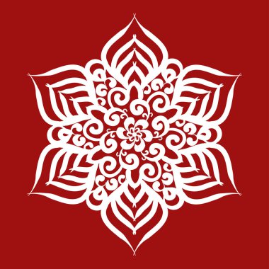 Kar Tanesi vektör simgesi. Kırmızı arkaplan üzerindeki izole nesne.