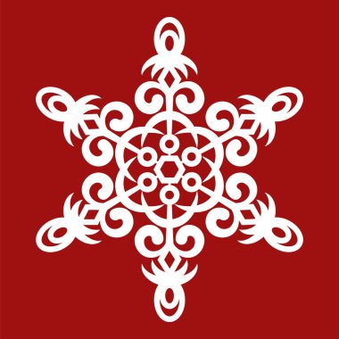 Kar Tanesi vektör simgesi. Kırmızı arkaplan üzerindeki izole nesne.