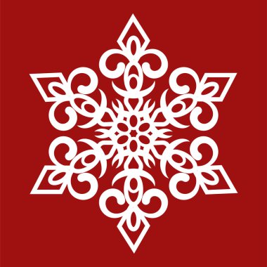 Kar Tanesi vektör simgesi. Kırmızı arkaplan üzerindeki izole nesne.