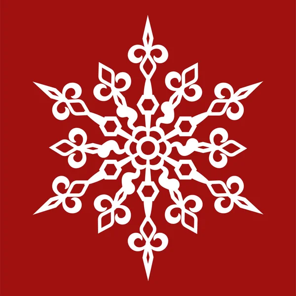 Copo de nieve icono de vector. Objeto aislado sobre fondo rojo . — Archivo Imágenes Vectoriales