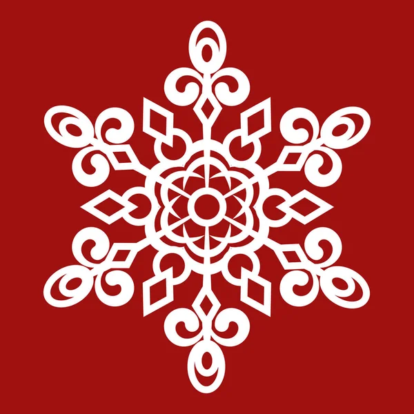 Значок вектора снежинки. Изолированный объект на красном фоне . — стоковый вектор