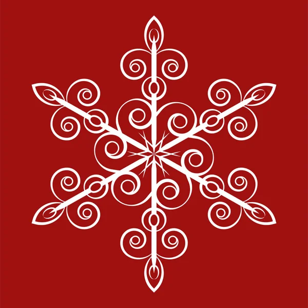 Schneeflockenvektorsymbol. isoliertes Objekt auf rotem Hintergrund. — Stockvektor