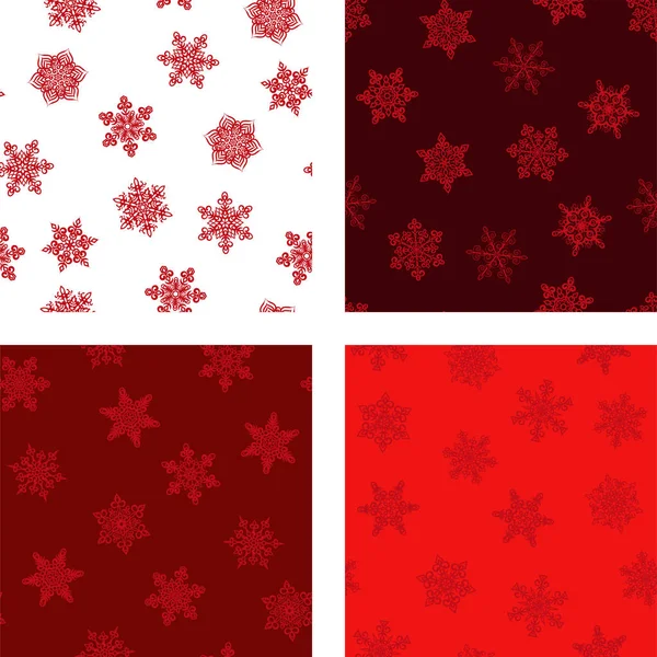 Conjunto de padrão de Natal sem costura com flocos de neve . — Vetor de Stock