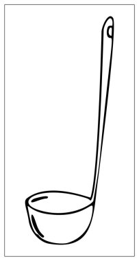 Siyah siluet çorba kepçesi beyaz arka planda izole edilmiş..