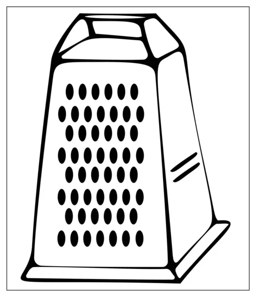 Rallador de cocina silueta negro aislado sobre un fondo blanco . — Vector de stock