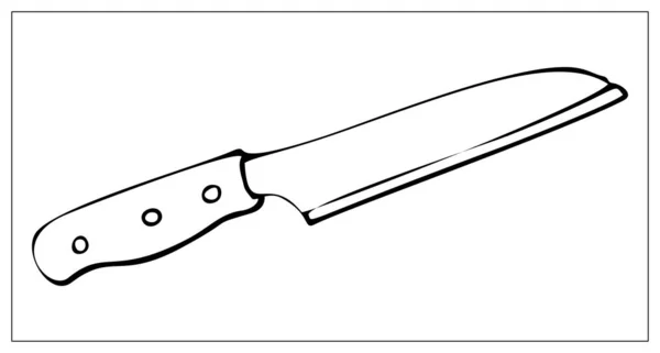 Cuchillo de cocina silueta negro aislado sobre fondo blanco . — Vector de stock