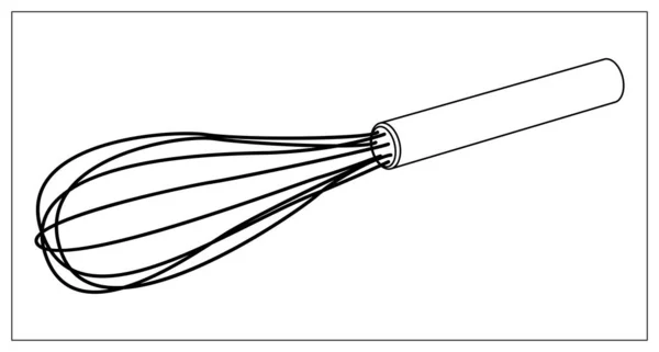 Preto silhueta cozinha whisk isolado em um fundo branco . —  Vetores de Stock