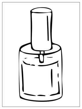 Beyaz üzerine izole edilmiş vektör tırnak cilası şişesi silueti düz simge