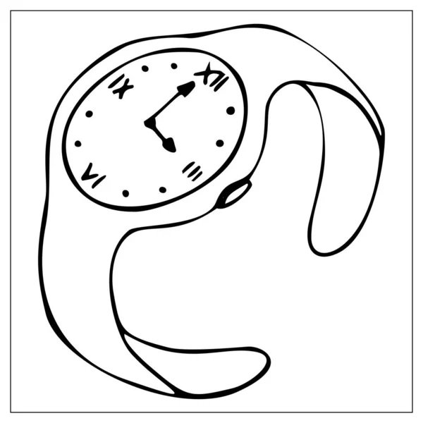 Διάνυσμα επίπεδη εικόνα σιλουέτα του γυναικείου ρολόι χειρός απομονώνονται σε λευκό — Διανυσματικό Αρχείο