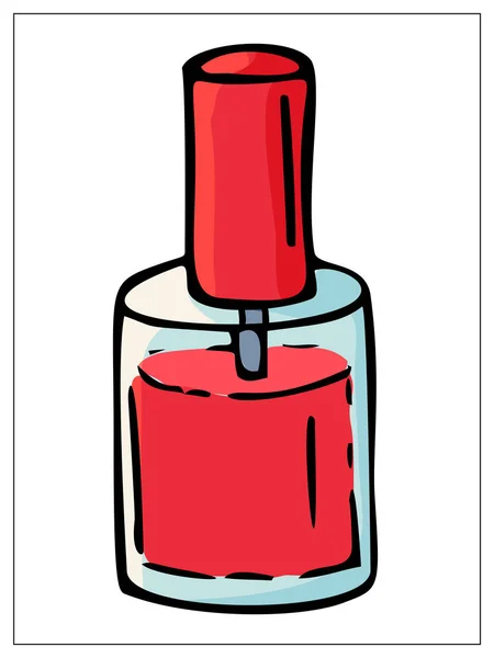 Vektor rote Nagellackflasche flaches Symbol isoliert auf weiß — Stockvektor