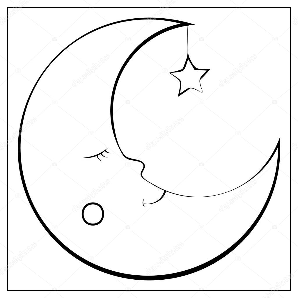 Flat Moon Icon. Night symbol. Vector stock illustration. EPS10. Moon silhouette isolated on a white background