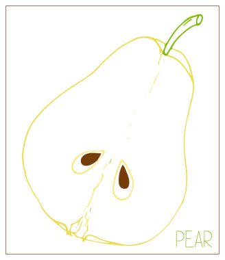 Armut diliminin vektör silueti. Beyaz arka planda yalıtılmış meyve çizimi.