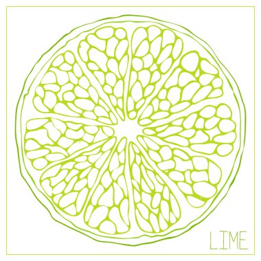 Limon diliminin vektör silueti. Beyaz arka planda yalıtılmış meyve çizimi.