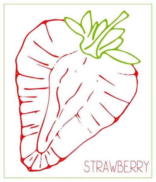 Vector silhouette of sliced strawberries. Isolated drawing fruit on a white background. — 스톡 벡터