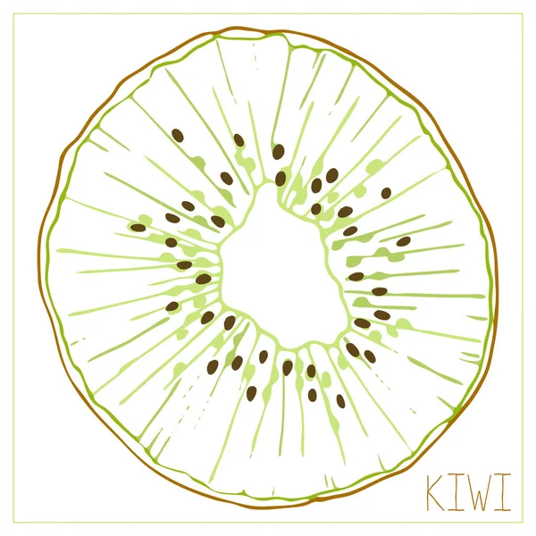 Silhouette vectorielle d'une tranche de kiwi. Fruit dessin isolé sur fond blanc . — Image vectorielle