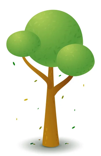 Vektorgrüner Baum im Frühling und Sommer. Stilisierte Zeichnung für Logo-Design, 2D-Spiele oder Postkarten. — Stockvektor