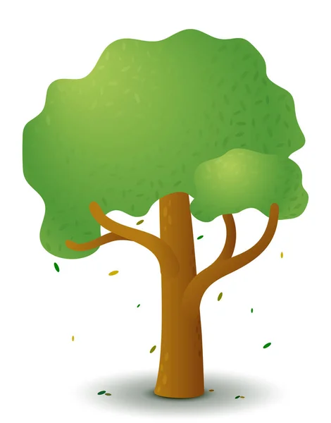 İlkbahar ve yaz mevsiminde vektör yeşil ağaç. Logo tasarımı için biçimlendirilmiş çizim, 2d oyun ya da kartpostal oluştur. — Stok Vektör