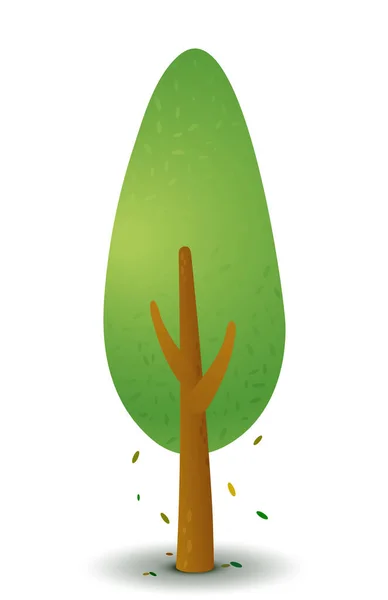 春と夏にベクトル緑の木。ロゴデザイン、 2次元ゲームやポストカードのためのスタイルの図面. — ストックベクタ