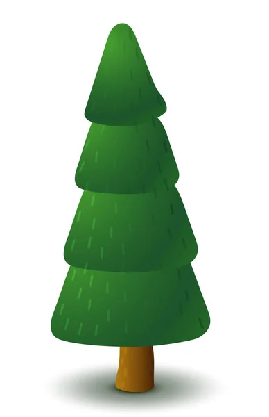 Векторное зелёное хвойное дерево. Game UI flat. Стилизованная ель для оформления логотипа, построения 2D игр или открыток . — стоковый вектор