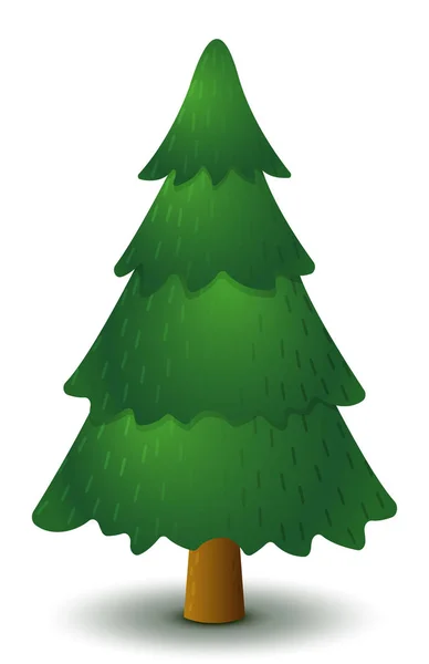 Векторное зелёное хвойное дерево. Game UI flat. Стилизованная ель для оформления логотипа, построения 2D игр или открыток . — стоковый вектор
