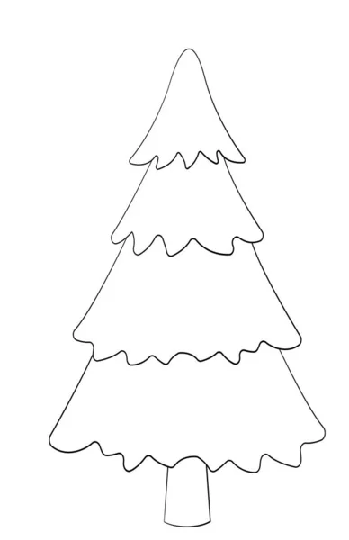 Vektorsilhouette eines Nadelbaums. Stilisierte Fichtenkontur für Logo, Bekleidungsdekor, Tätowierung oder Postkarten. — Stockvektor