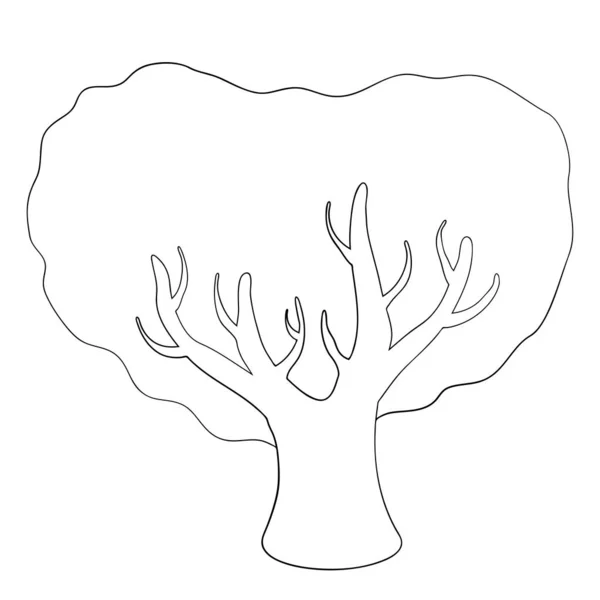 Vectorsilhouet van loofbomen. Gestileerde contour voor logo ontwerp, kleding decoratie, tatoeage of wenskaart — Stockvector