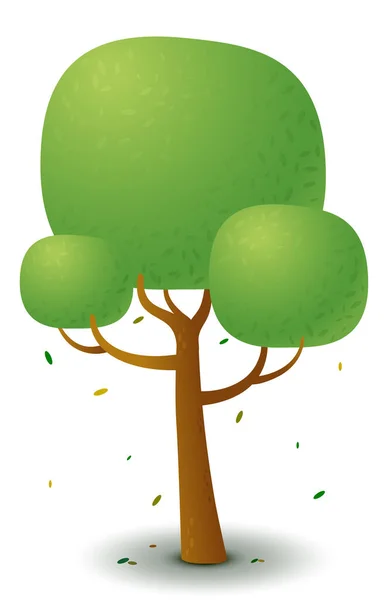 Vektorgrüner Baum im Frühling und Sommer. Stilisierte Zeichnung für Logo-Design, 2D-Spiele oder Postkarten. — Stockvektor