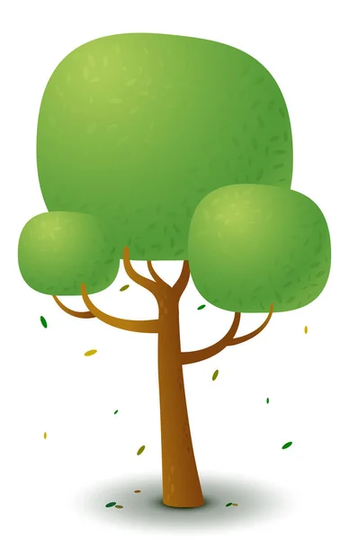 Vector green tree in spring and summer. Stylized drawing for logo design, build 2D games or postcards. — Stock Vector