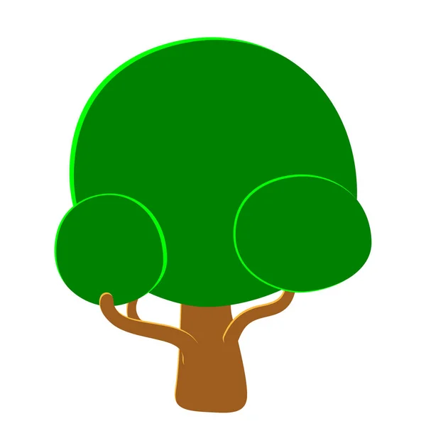 Albero Verde Vettoriale Primavera Estate Gioco Piatto Disegno Stilizzato Progettazione — Vettoriale Stock