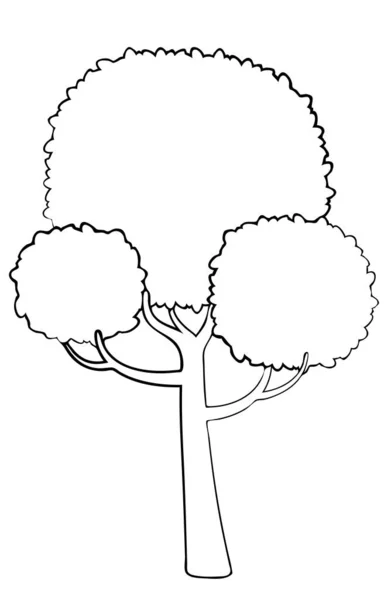 Silueta Vectorial Árbol Hoja Caduca Contorno Estilizado Para Diseño Logotipos — Archivo Imágenes Vectoriales