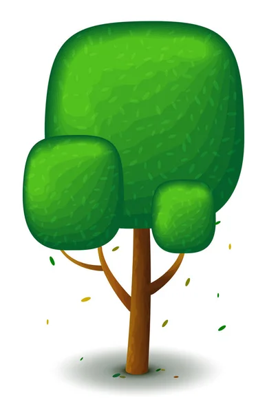 Vektorgrüner Baum Frühling Und Sommer Spiel Flach Stilisierte Zeichnung Für — Stockvektor