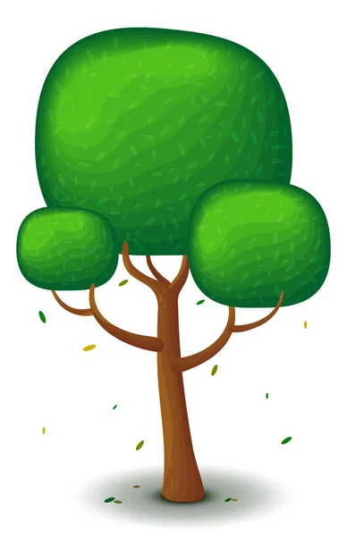 Vector Green Tree Spring Summer Game Flat Stylized Drawing Logo — Stock Vector