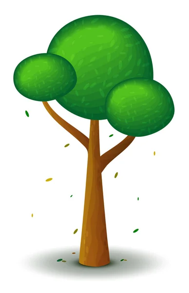 Albero Verde Vettoriale Primavera Estate Gioco Piatto Disegno Stilizzato Progettazione — Vettoriale Stock