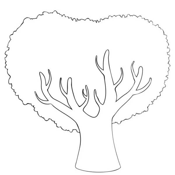 Vector Silhouette Deciduous Tree Stylized Contour Logo Design Clothing Decoration — Stock Vector