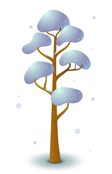 冬にベクトル雪の木 ゲームUiフラット ロゴデザイン 装飾服 2Dゲームやポストカードを構築するためのスタイルの図面 白を基調とした切り離されたストックイラスト — ストックベクタ
