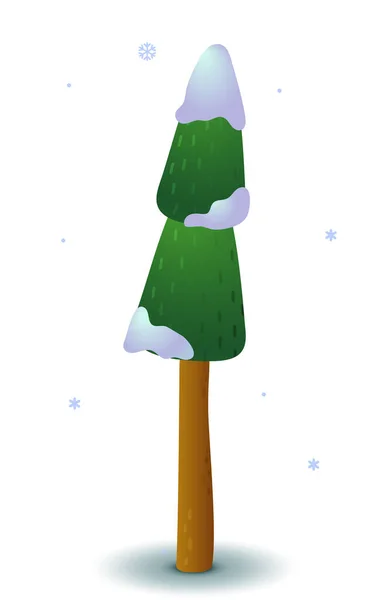ベクトル緑の雪の針葉樹の木 ゲームUiフラット ロゴデザイン 装飾服 2Dゲームやポストカードを構築するためのスタイルのスプルース 白を基調とした切り離されたストックイラスト — ストックベクタ