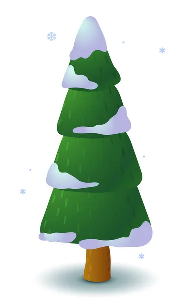 Διάνυσμα Πράσινο Χιονισμένο Κωνοφόρο Δέντρο Παιχνίδι Επίπεδη Στυλιζαρισμένη Ερυθρελάτη Για — Διανυσματικό Αρχείο