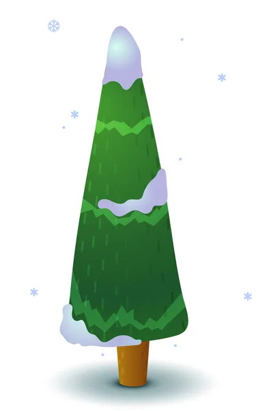 Векторно Зеленое Снежное Хвойное Дерево Game Flat Стилизованная Ель Оформления — стоковый вектор