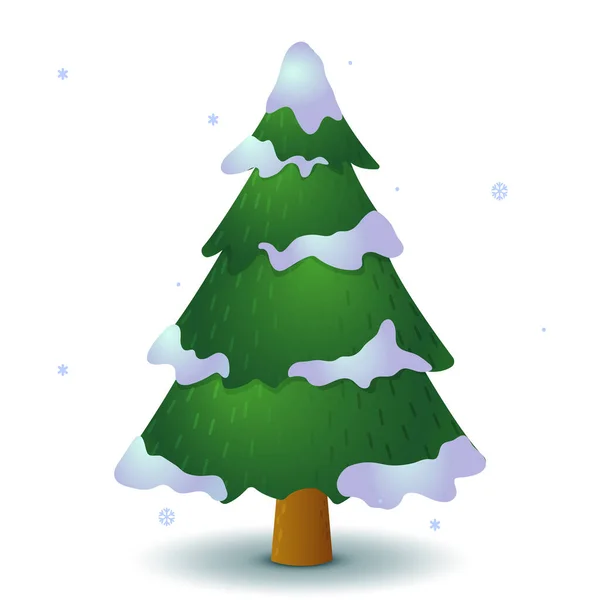 Διάνυσμα Πράσινο Χιονισμένο Κωνοφόρο Δέντρο Παιχνίδι Επίπεδη Στυλιζαρισμένη Ερυθρελάτη Για — Διανυσματικό Αρχείο