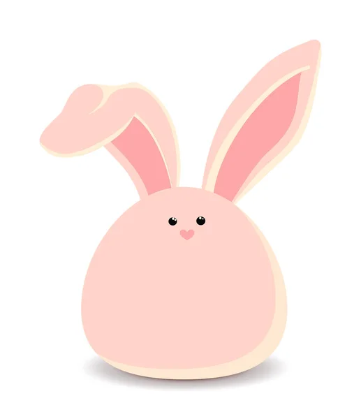 Rabbit Icon Sweet Pink Easter Bunny Sitting Waiting Easter Vector — Stock Vector