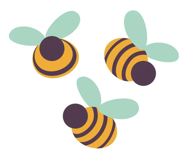 Ensemble Vecteur Simple Petite Abeille Isolée Sur Fond Blanc Logo — Image vectorielle