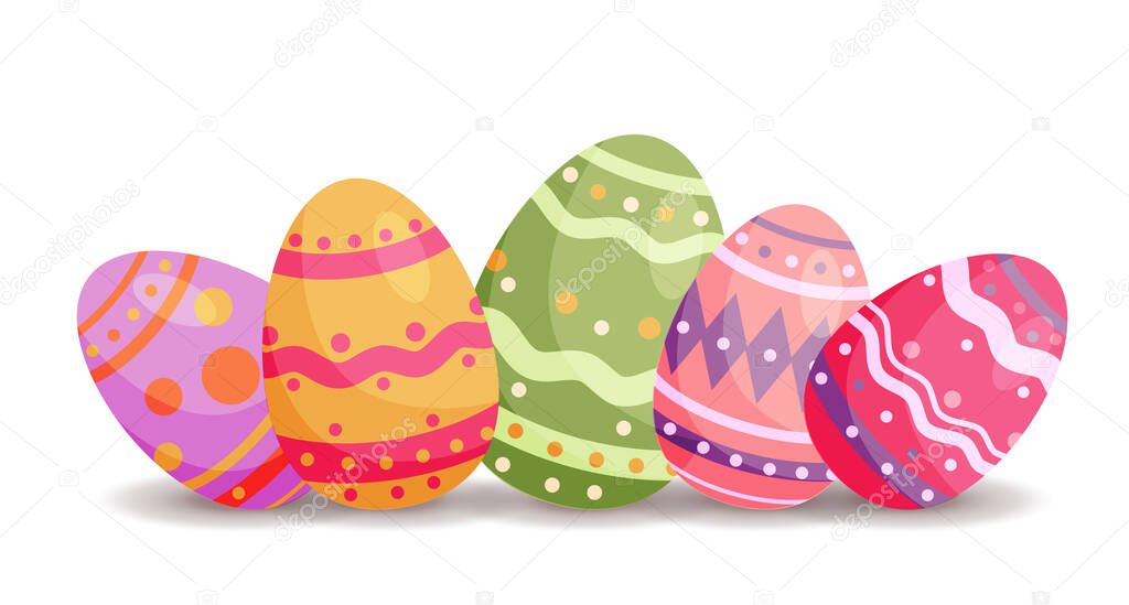 Vector illustration with easter egg icons. Happy Easter ornaments and decorative elements. Perfect for decorating Easter and spring greeting cards.