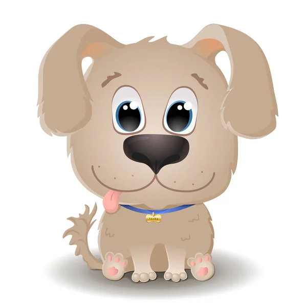 Wektor Cute Beżowy Pies Dużymi Oczami Stylu Kreskówki Labrador Retriever — Wektor stockowy