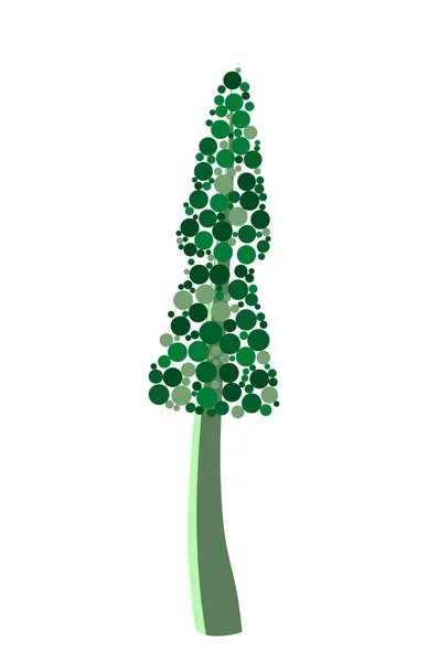 Vettore Astratto Albero Conifere Verde Diverse Bolle Gioco Piatto Abete — Vettoriale Stock