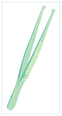 Tıbbi cerrahi cımbızla düz bir illüstrasyon. Web sitenizin tasarımı, logosu, uygulaması ve UI için stilize edilmiş çizim. Beyaz arkaplanda izole hisse senedi çizimi.