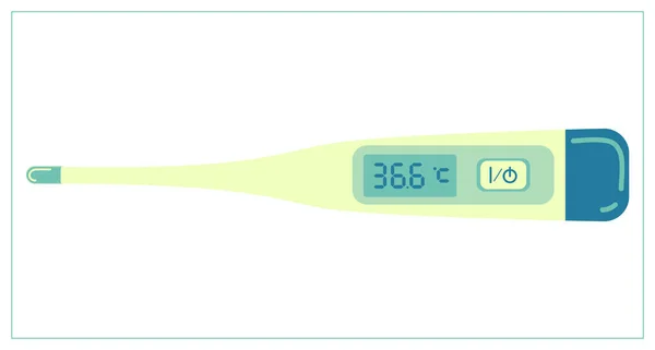 Vektorflache Illustration Mit Medizinischem Thermometer Symbol Medizinisches Gerät Stilisierte Zeichnung — Stockvektor